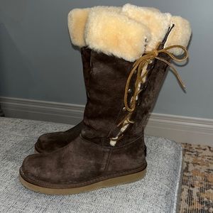 UGG Lace-up Suede Sheepskin Upside Boots